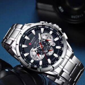 DAVI STORE - Relógio Masculino Esporte Casual, Cronógrafo, Banda de Aço Inoxidável.